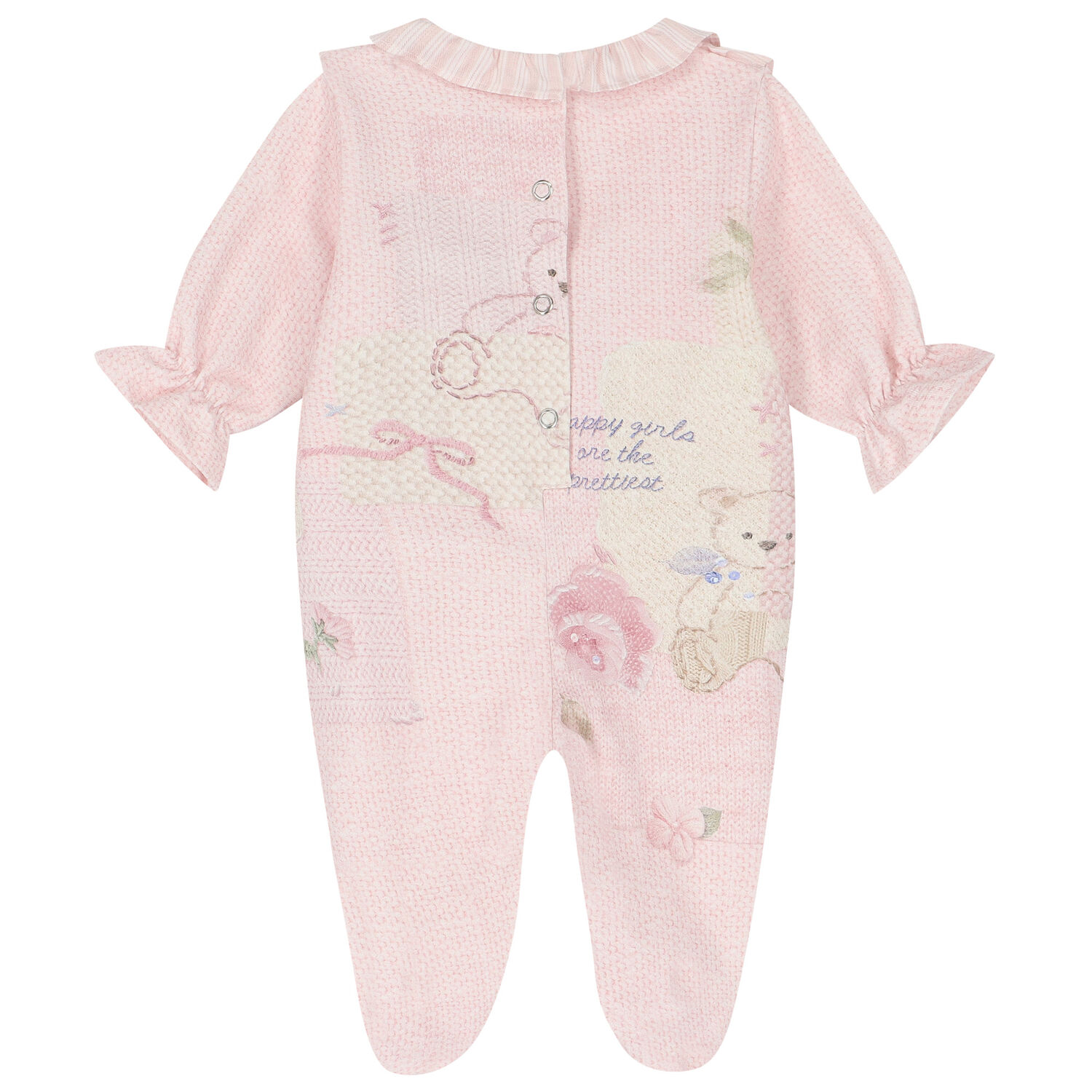 Baby Girls Pink Ruffled Babygrow, 1, hi-res